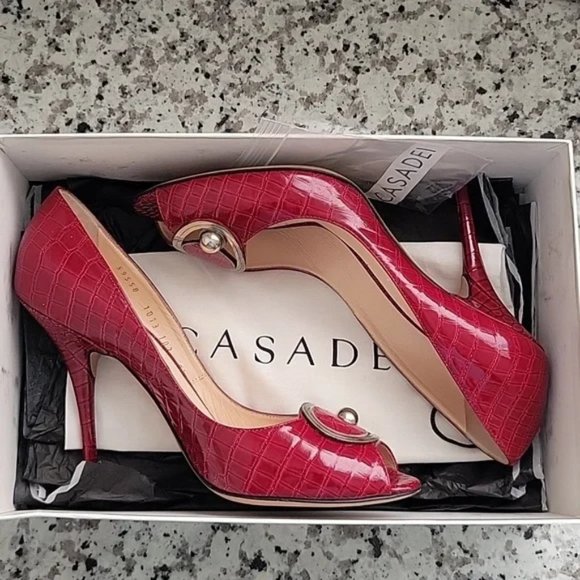 Casadei peeptoe pumps US sz 9.5 - Picture 1 of 15